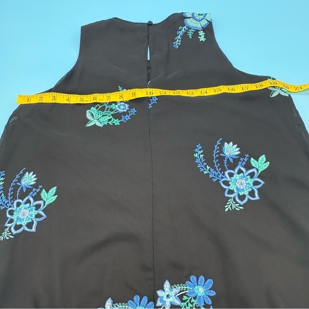 Calvin Klein Shift Knee Length Blue Embroidered Floral Dress Size 12 - Picture 7 of 8
